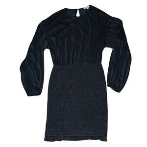 Pink Lily Black Glitter Long Sleeve Elastic Bottom Midi Dress Women’s size m